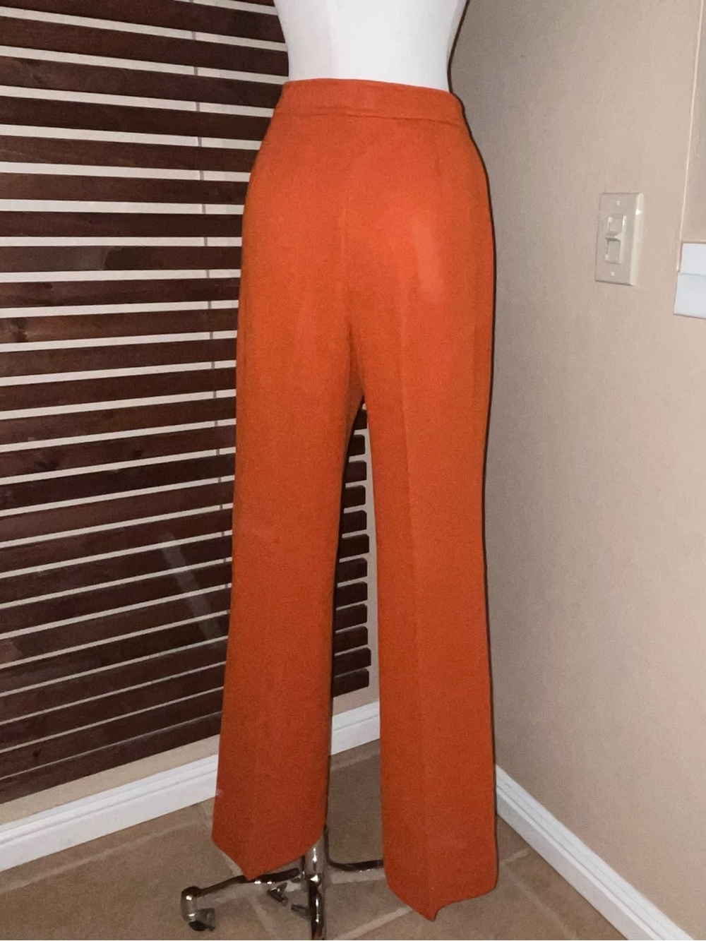 2 PC 1970s Vintage Orange Faux Fur Cape Coat & Matching High Waist Slacks Pants - Picture 9 of 16